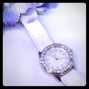 Guess white leather watch